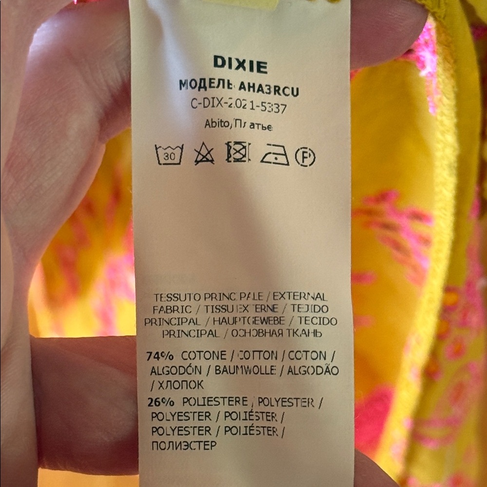 NWT DIXIE Yellow and Pink Floral embroidered Maxi Dress size medium - Picture 8 of 15